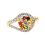 Fabulous Gold Zerkon Ring with Navratan and Beautiful Design